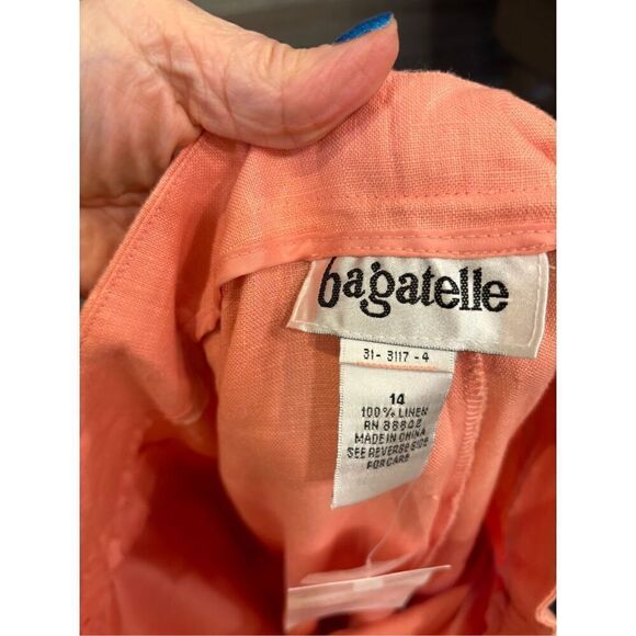 Bagatelle 14 NWT peach linen pleated waist dress pants w/side pockets - Picture 5 of 7
